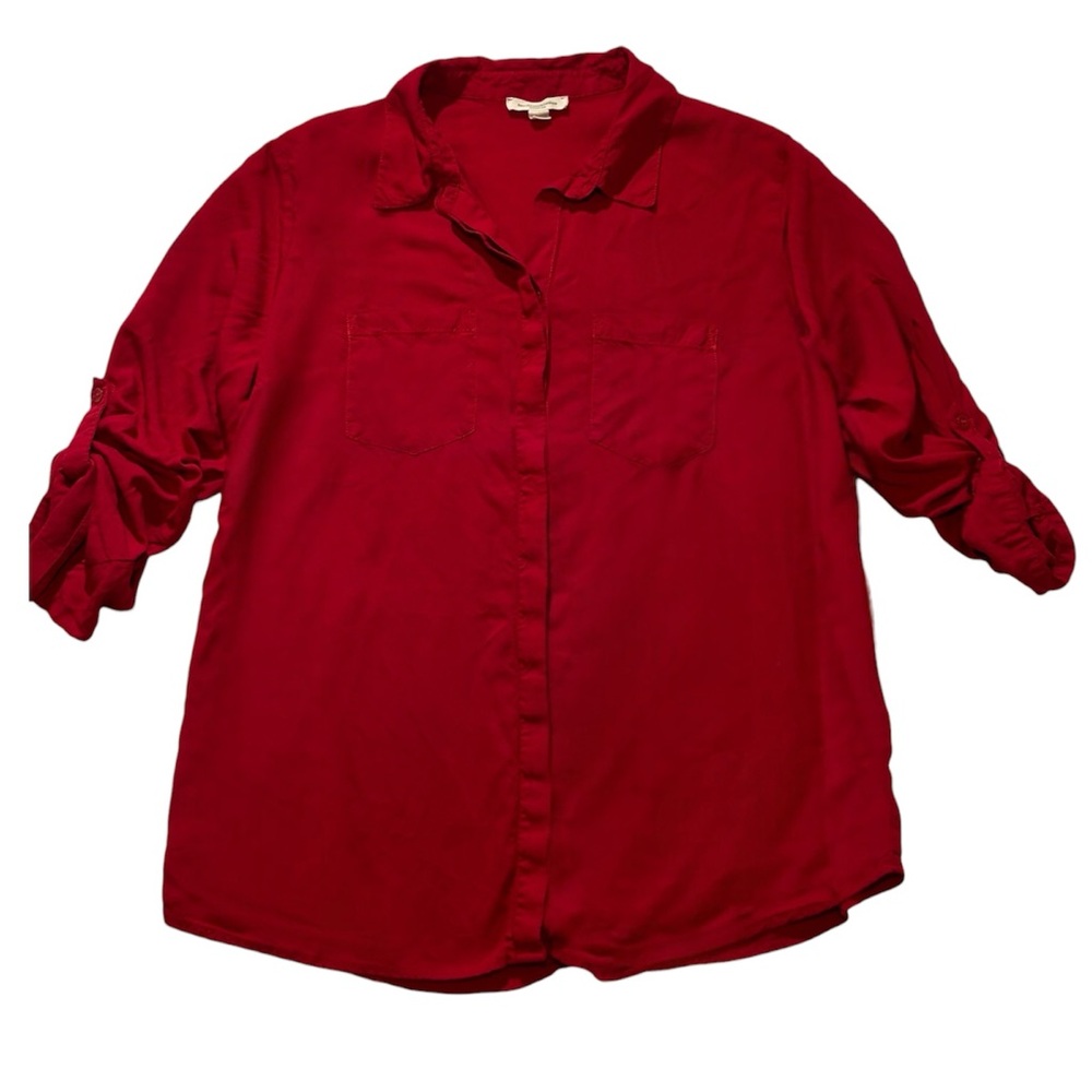 Beachlunchlounge Red hidden button placket size XL